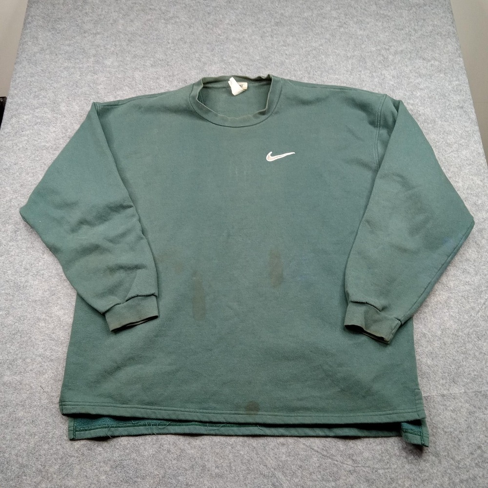 Vintage Nike Sweatshirt Mens Extra Large Green Swoosh Air Crewneck Made‎ USA 90s